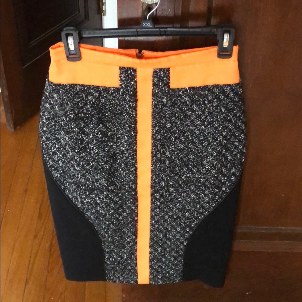 Antonio Berardi neon and tweed pencil skirt